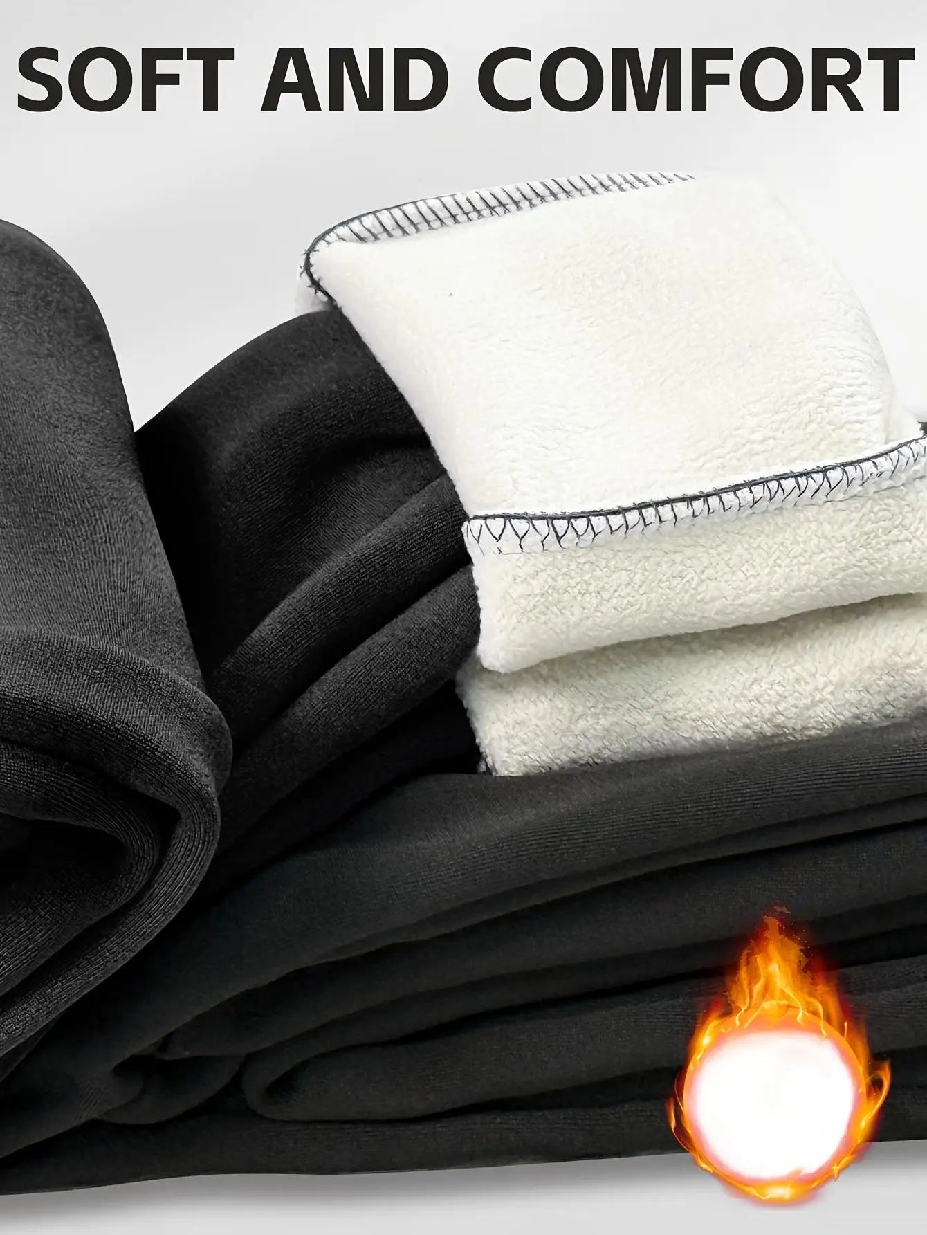 Women's Black Fleece High-Waist Athletic Pants - Winter Warm Soft Workout Joggers with Side Pockets, Morning Runs