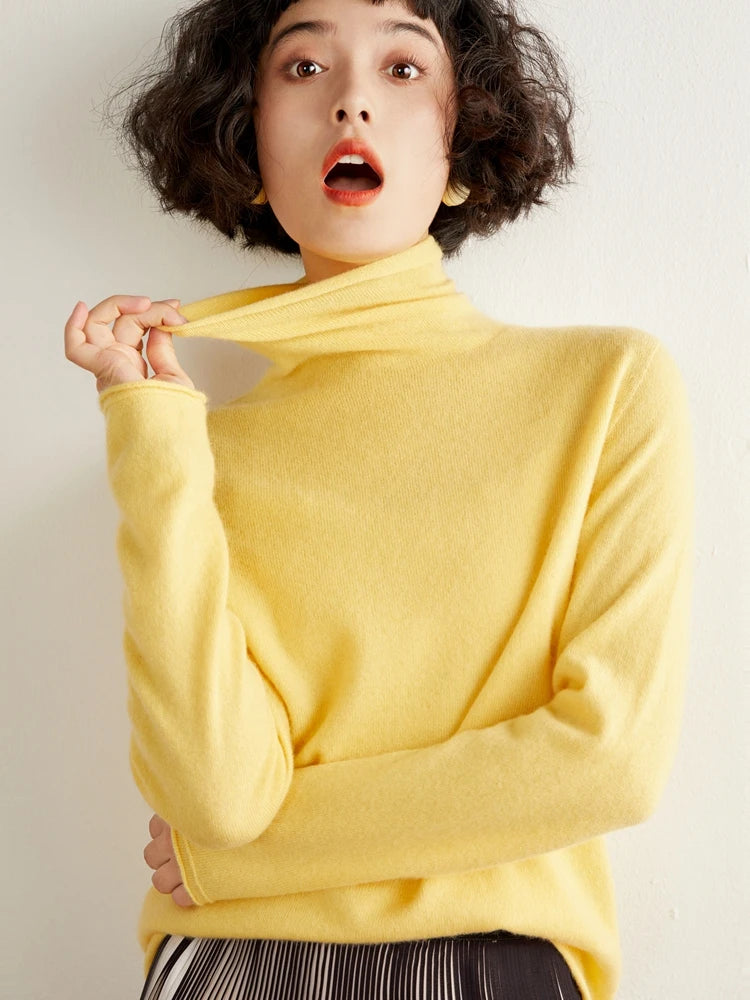 100% Cashmere Sweater For Women Turtleneck Sweaters New Knit Tops Fall Winter Warm Long Sleeve Pullover Fashion Woman Clothing