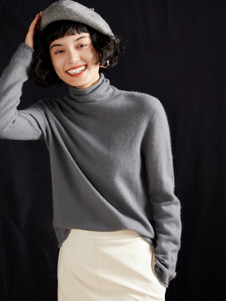 100% Cashmere Sweater For Women Turtleneck Sweaters New Knit Tops Fall Winter Warm Long Sleeve Pullover Fashion Woman Clothing