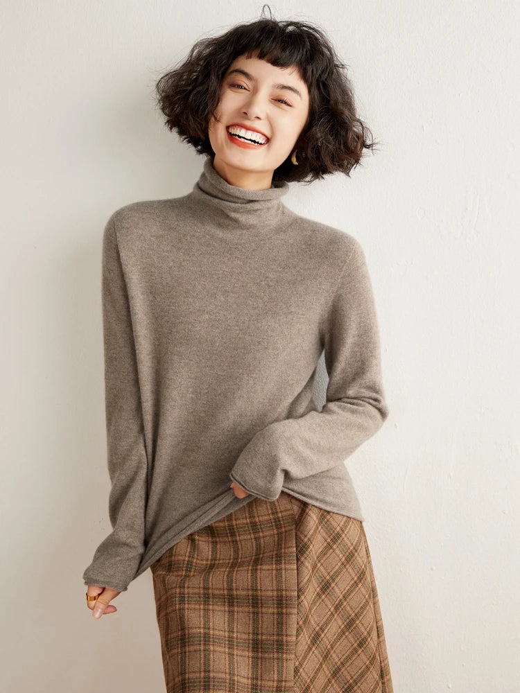 100% Cashmere Sweater For Women Turtleneck Sweaters New Knit Tops Fall Winter Warm Long Sleeve Pullover Fashion Woman Clothing