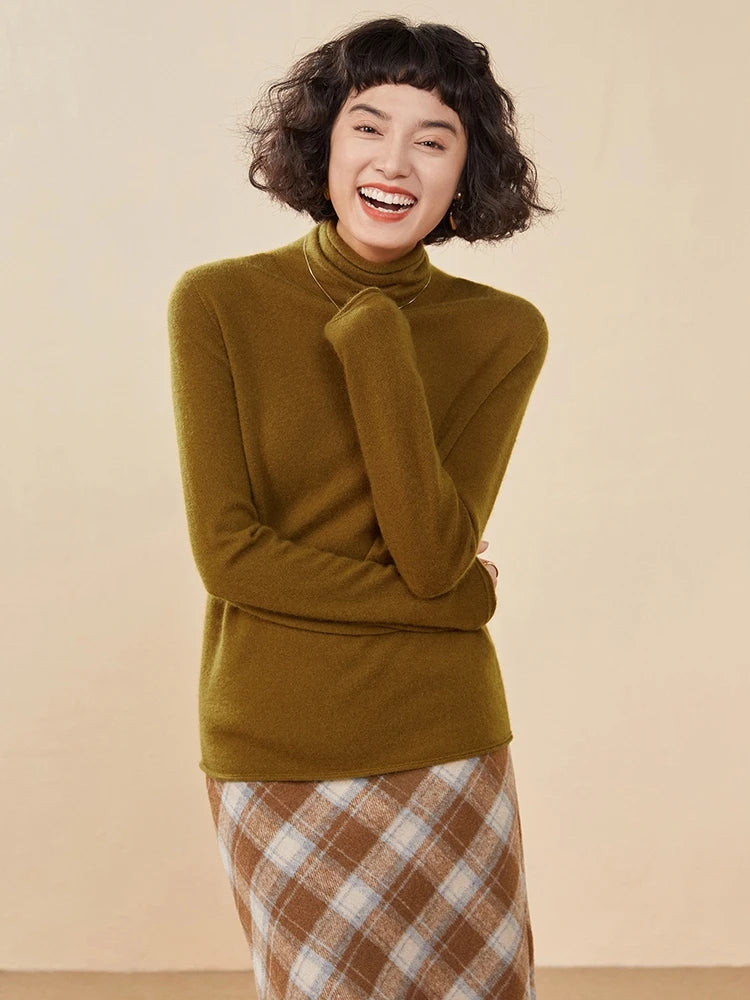 100% Cashmere Sweater For Women Turtleneck Sweaters New Knit Tops Fall Winter Warm Long Sleeve Pullover Fashion Woman Clothing