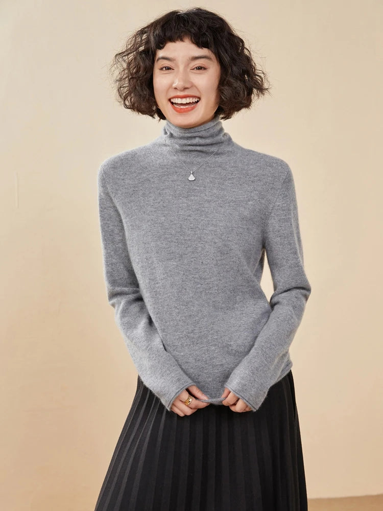 100% Cashmere Sweater For Women Turtleneck Sweaters New Knit Tops Fall Winter Warm Long Sleeve Pullover Fashion Woman Clothing