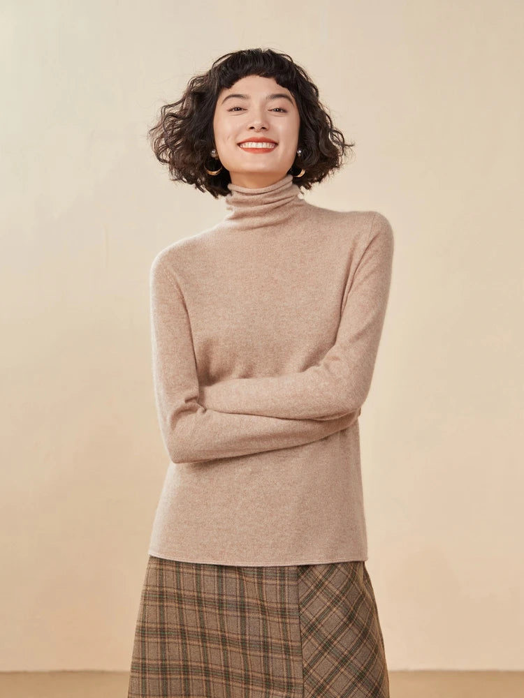 100% Cashmere Sweater For Women Turtleneck Sweaters New Knit Tops Fall Winter Warm Long Sleeve Pullover Fashion Woman Clothing