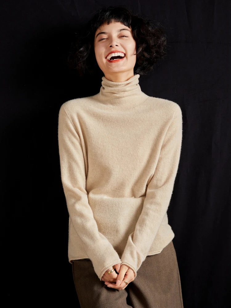 100% Cashmere Sweater For Women Turtleneck Sweaters New Knit Tops Fall Winter Warm Long Sleeve Pullover Fashion Woman Clothing