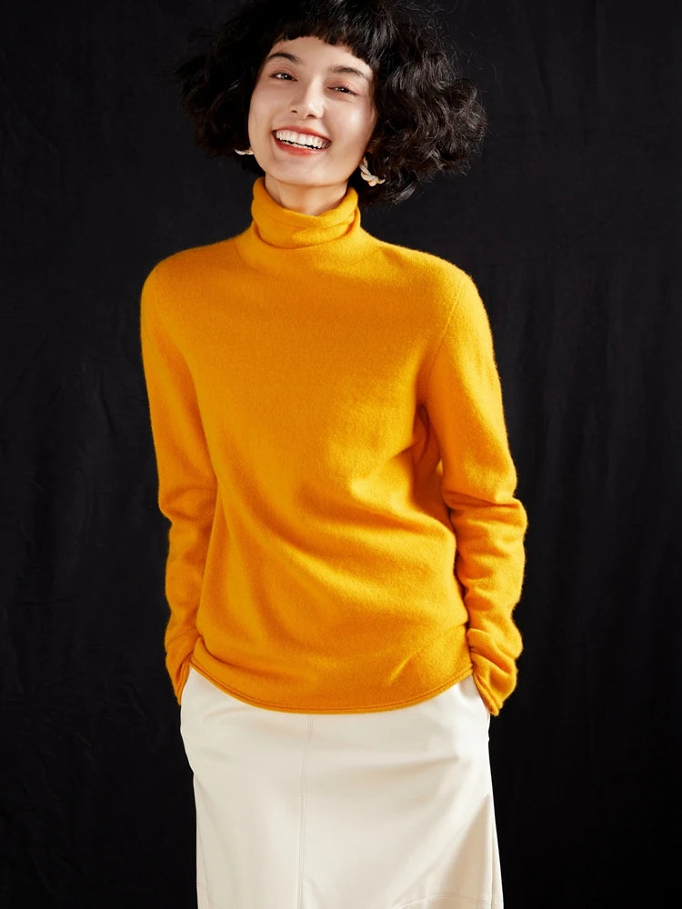 100% Cashmere Sweater For Women Turtleneck Sweaters New Knit Tops Fall Winter Warm Long Sleeve Pullover Fashion Woman Clothing