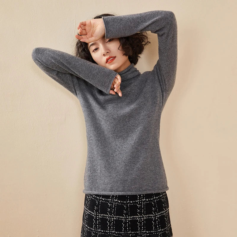 100% Cashmere Sweater For Women Turtleneck Sweaters New Knit Tops Fall Winter Warm Long Sleeve Pullover Fashion Woman Clothing
