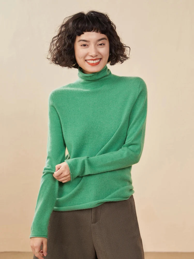 100% Cashmere Sweater For Women Turtleneck Sweaters New Knit Tops Fall Winter Warm Long Sleeve Pullover Fashion Woman Clothing