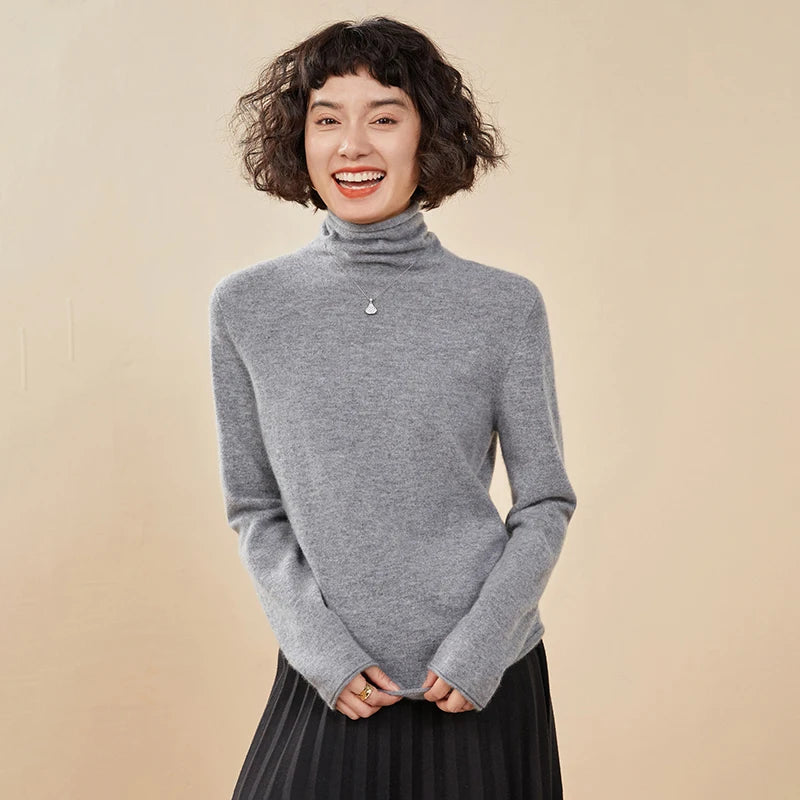 100% Cashmere Sweater For Women Turtleneck Sweaters New Knit Tops Fall Winter Warm Long Sleeve Pullover Fashion Woman Clothing