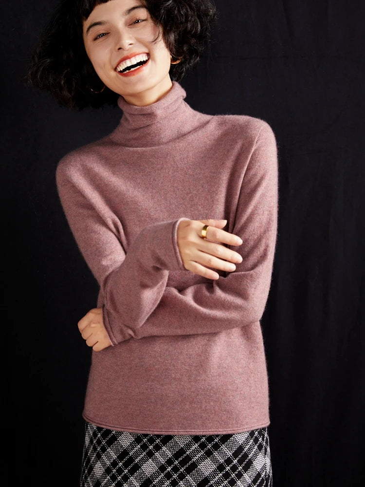 100% Cashmere Sweater For Women Turtleneck Sweaters New Knit Tops Fall Winter Warm Long Sleeve Pullover Fashion Woman Clothing