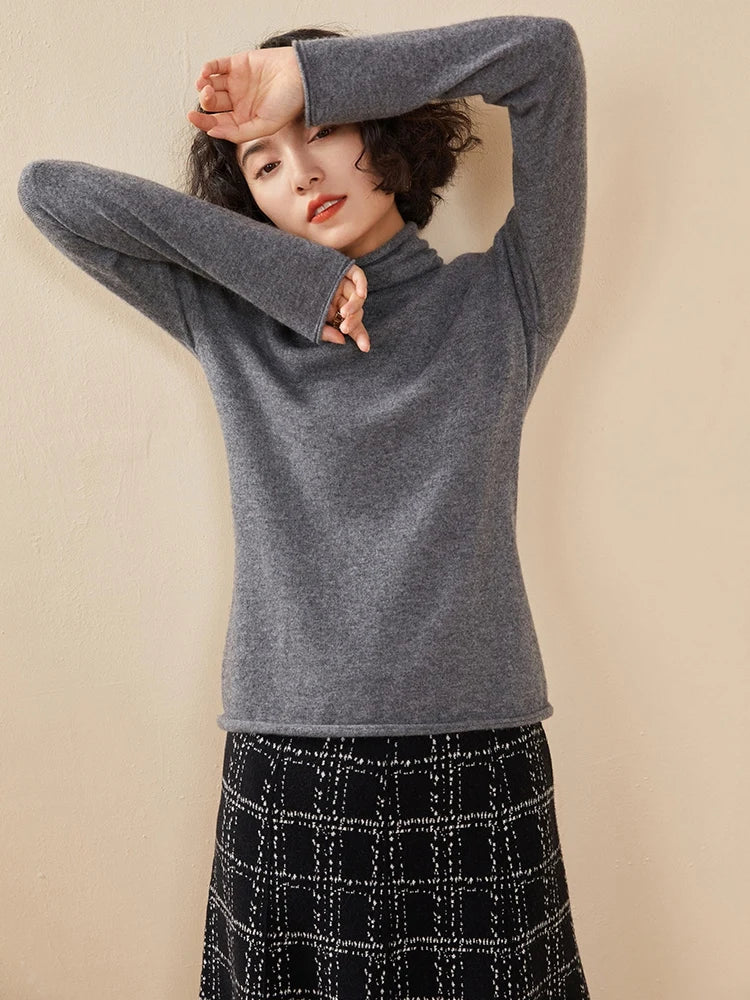 100% Cashmere Sweater For Women Turtleneck Sweaters New Knit Tops Fall Winter Warm Long Sleeve Pullover Fashion Woman Clothing