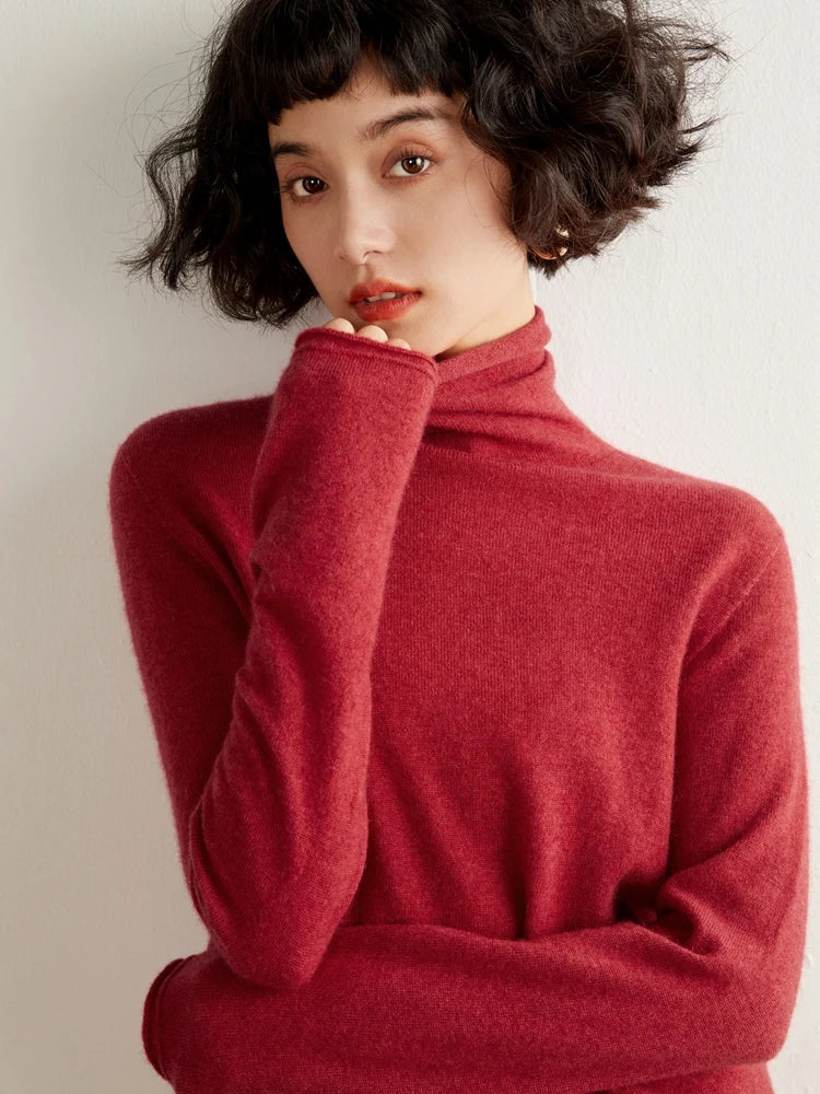 100% Cashmere Sweater For Women Turtleneck Sweaters New Knit Tops Fall Winter Warm Long Sleeve Pullover Fashion Woman Clothing