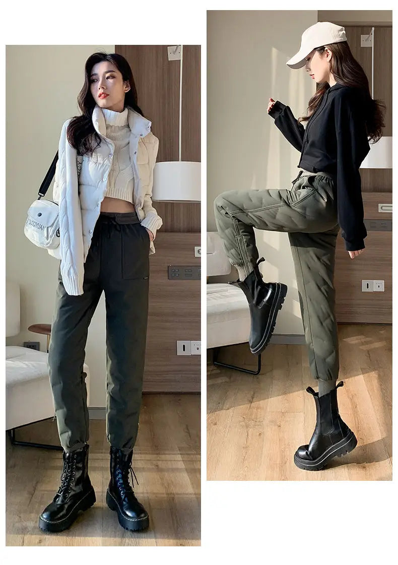 2025 Winter New White Duck Down Down Pants Women's Outer Wear Northeast Thickened Minus 40 Degrees Extreme Cold Harbin Cotton Pa