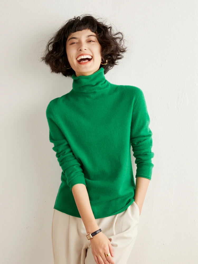 100% Cashmere Sweater For Women Turtleneck Sweaters New Knit Tops Fall Winter Warm Long Sleeve Pullover Fashion Woman Clothing