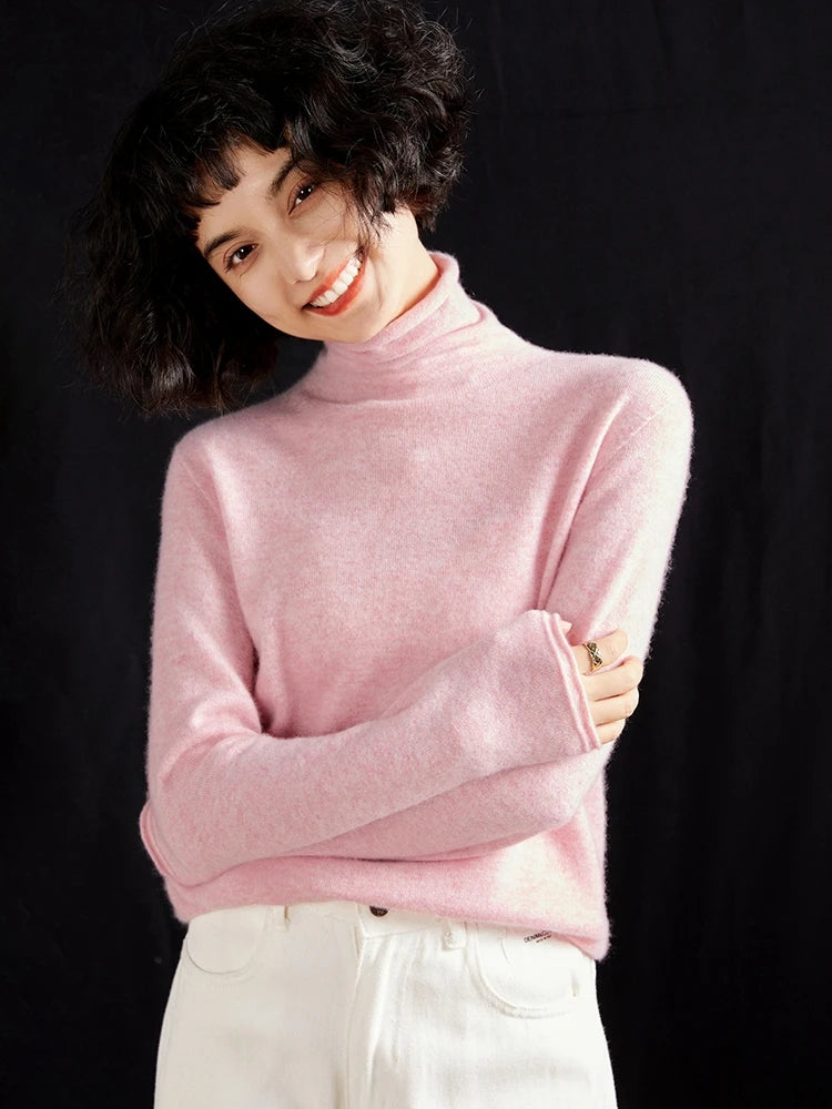 100% Cashmere Sweater For Women Turtleneck Sweaters New Knit Tops Fall Winter Warm Long Sleeve Pullover Fashion Woman Clothing