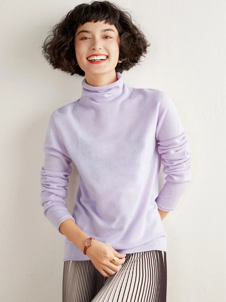 100% Cashmere Sweater For Women Turtleneck Sweaters New Knit Tops Fall Winter Warm Long Sleeve Pullover Fashion Woman Clothing