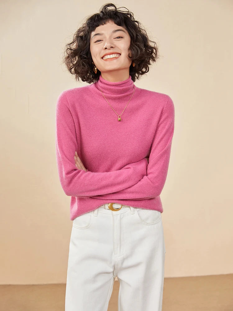 100% Cashmere Sweater For Women Turtleneck Sweaters New Knit Tops Fall Winter Warm Long Sleeve Pullover Fashion Woman Clothing