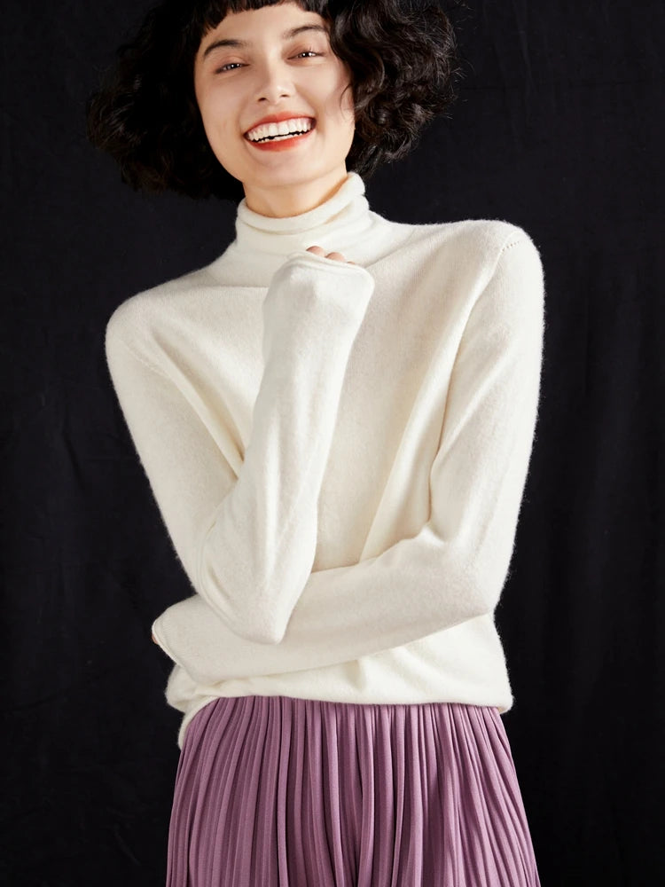 100% Cashmere Sweater For Women Turtleneck Sweaters New Knit Tops Fall Winter Warm Long Sleeve Pullover Fashion Woman Clothing