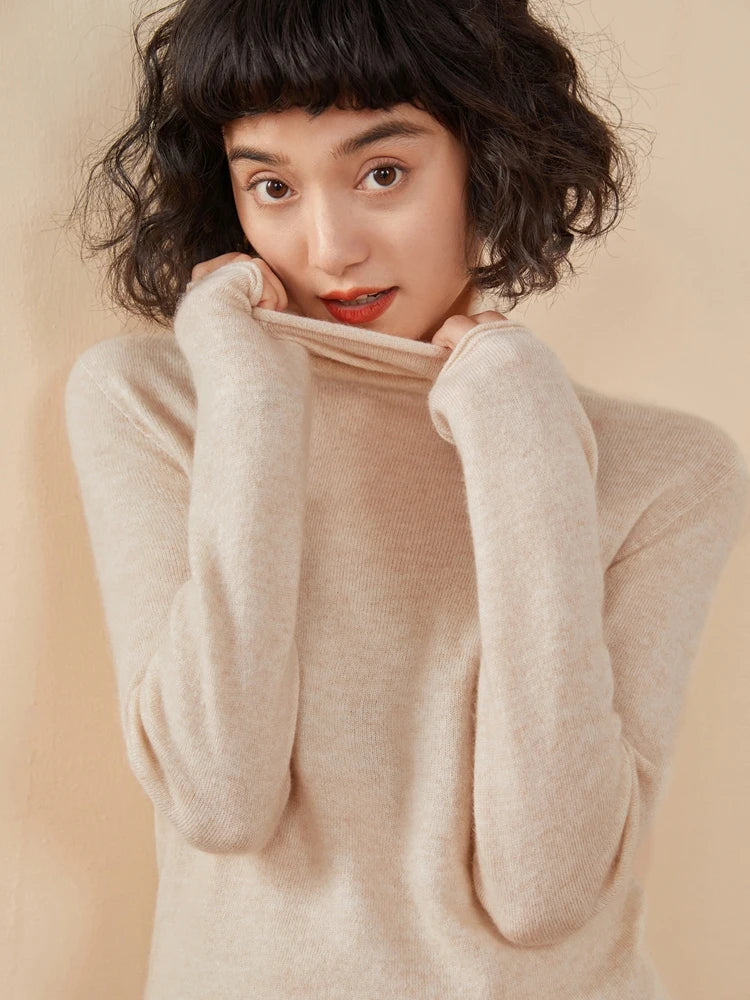 100% Cashmere Sweater For Women Turtleneck Sweaters New Knit Tops Fall Winter Warm Long Sleeve Pullover Fashion Woman Clothing