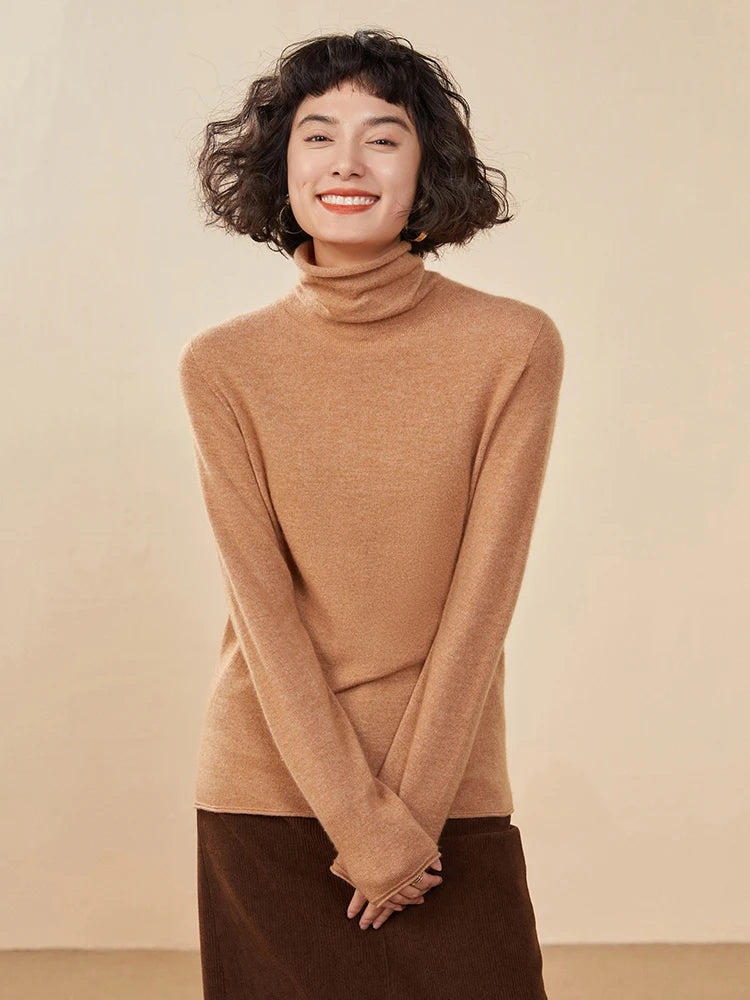 100% Cashmere Sweater For Women Turtleneck Sweaters New Knit Tops Fall Winter Warm Long Sleeve Pullover Fashion Woman Clothing
