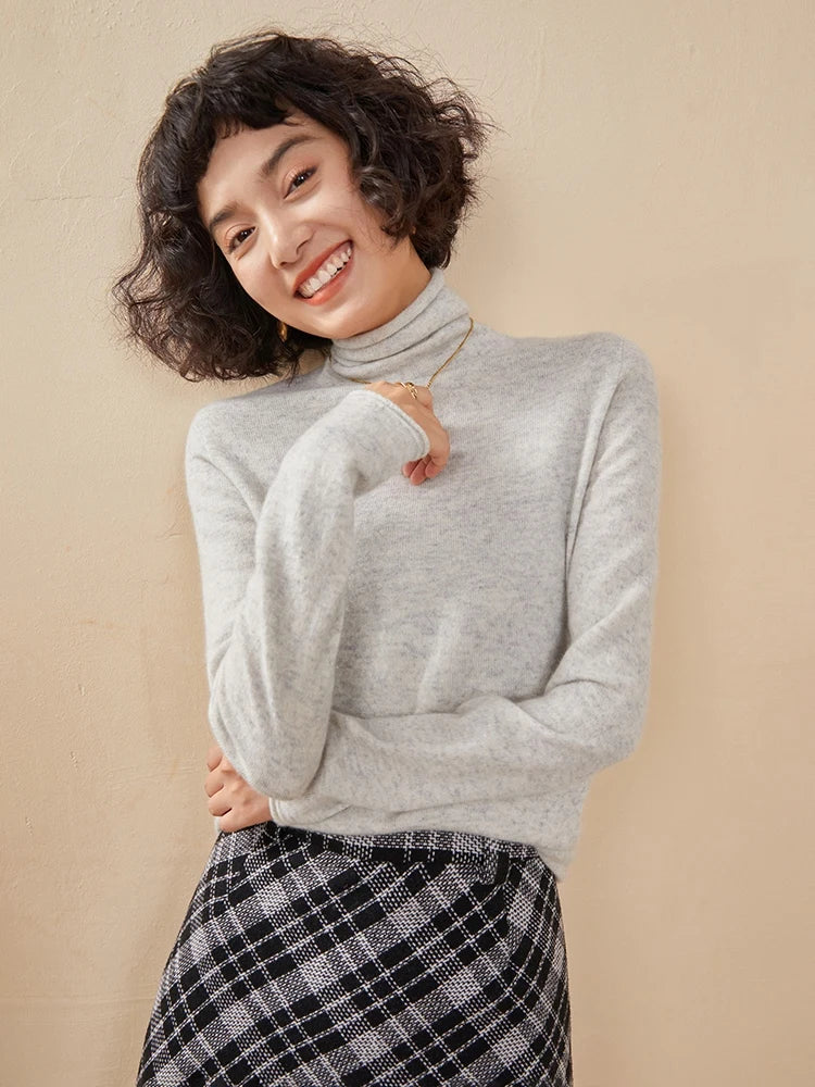 100% Cashmere Sweater For Women Turtleneck Sweaters New Knit Tops Fall Winter Warm Long Sleeve Pullover Fashion Woman Clothing